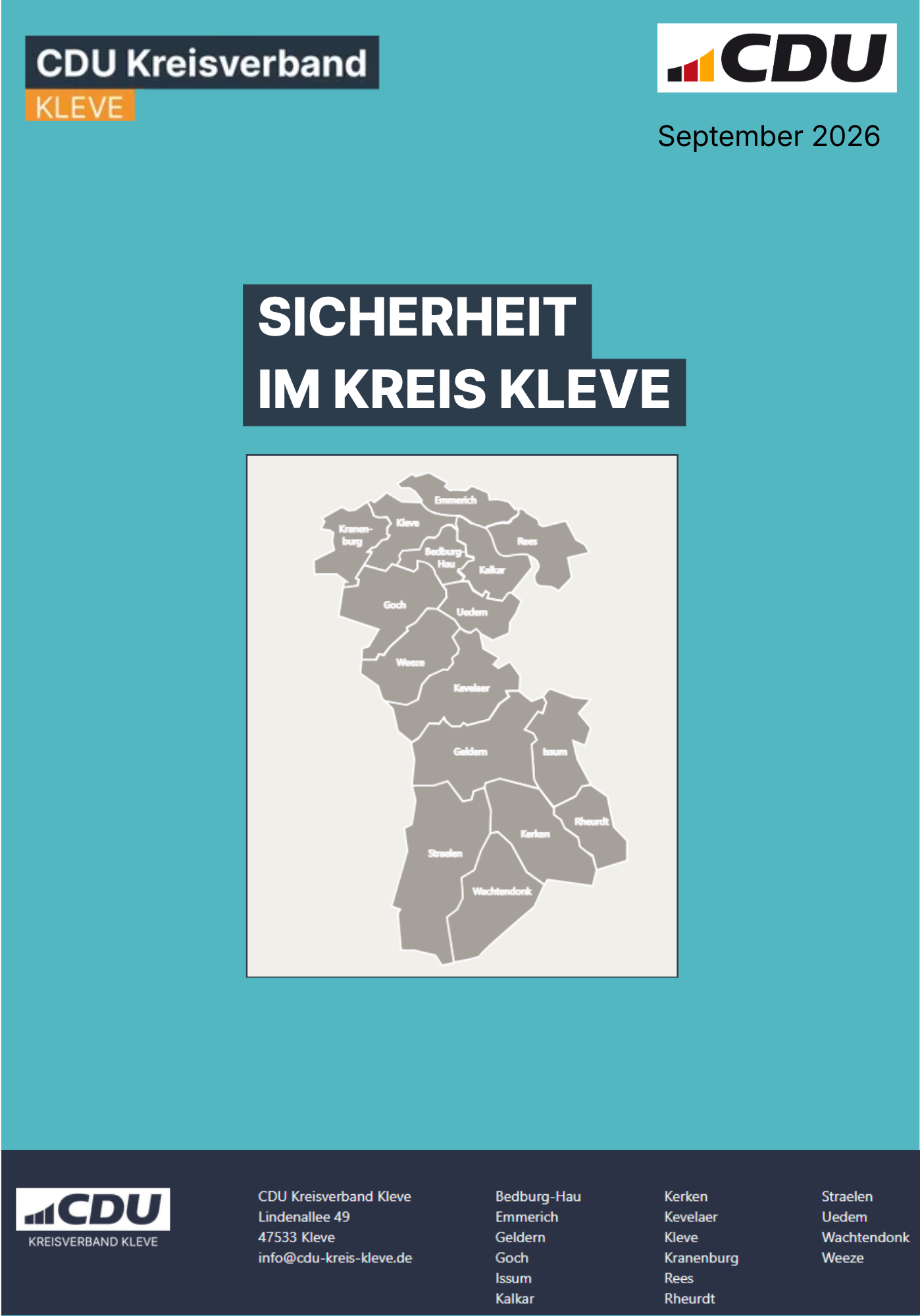 CDU-Kreisverband Kleve: Sicherheit im Kreis Kleve – September 2026